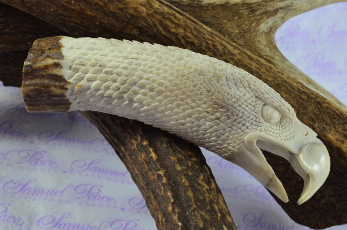 American Eagle Hand Carved Stag Antler Horn Knife Handle Hobbyist Make Your Own Knife! Made in Sheffield England - Image 6
