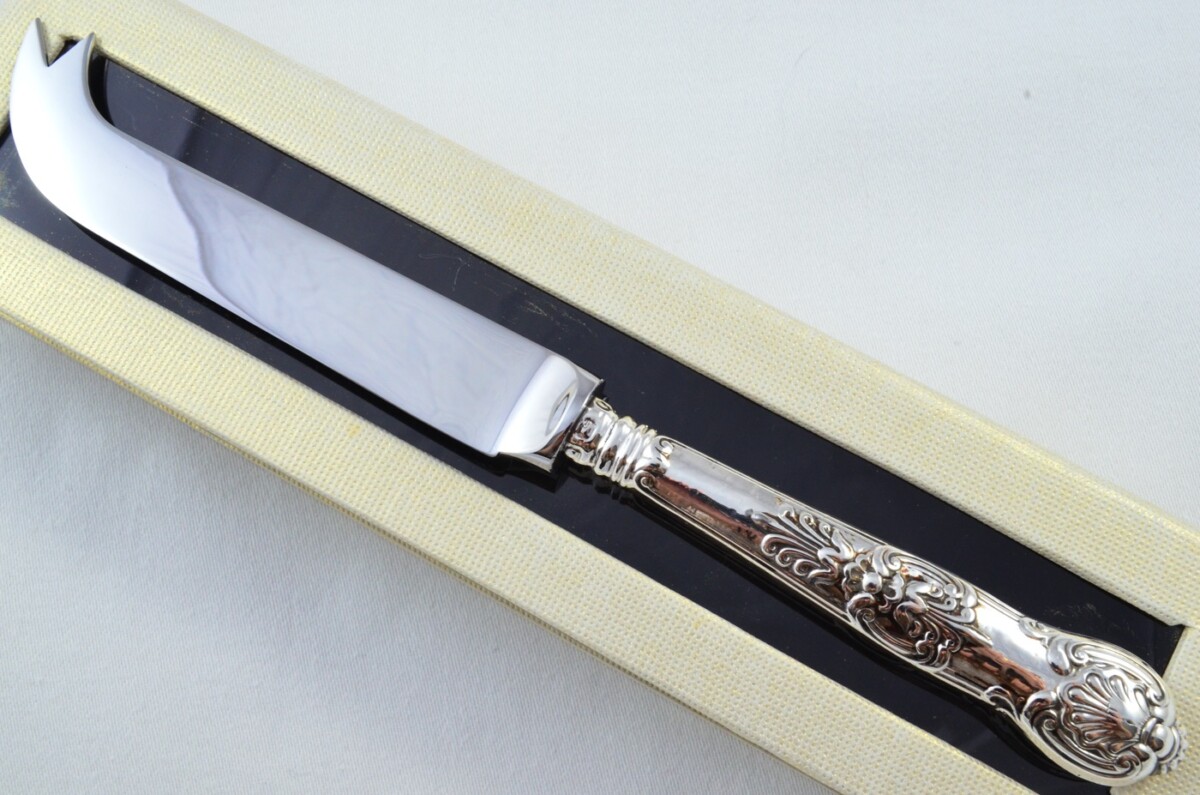 Antique Sheffield Sterling Silver Handled Cheese Knife Queens Pattern 1878