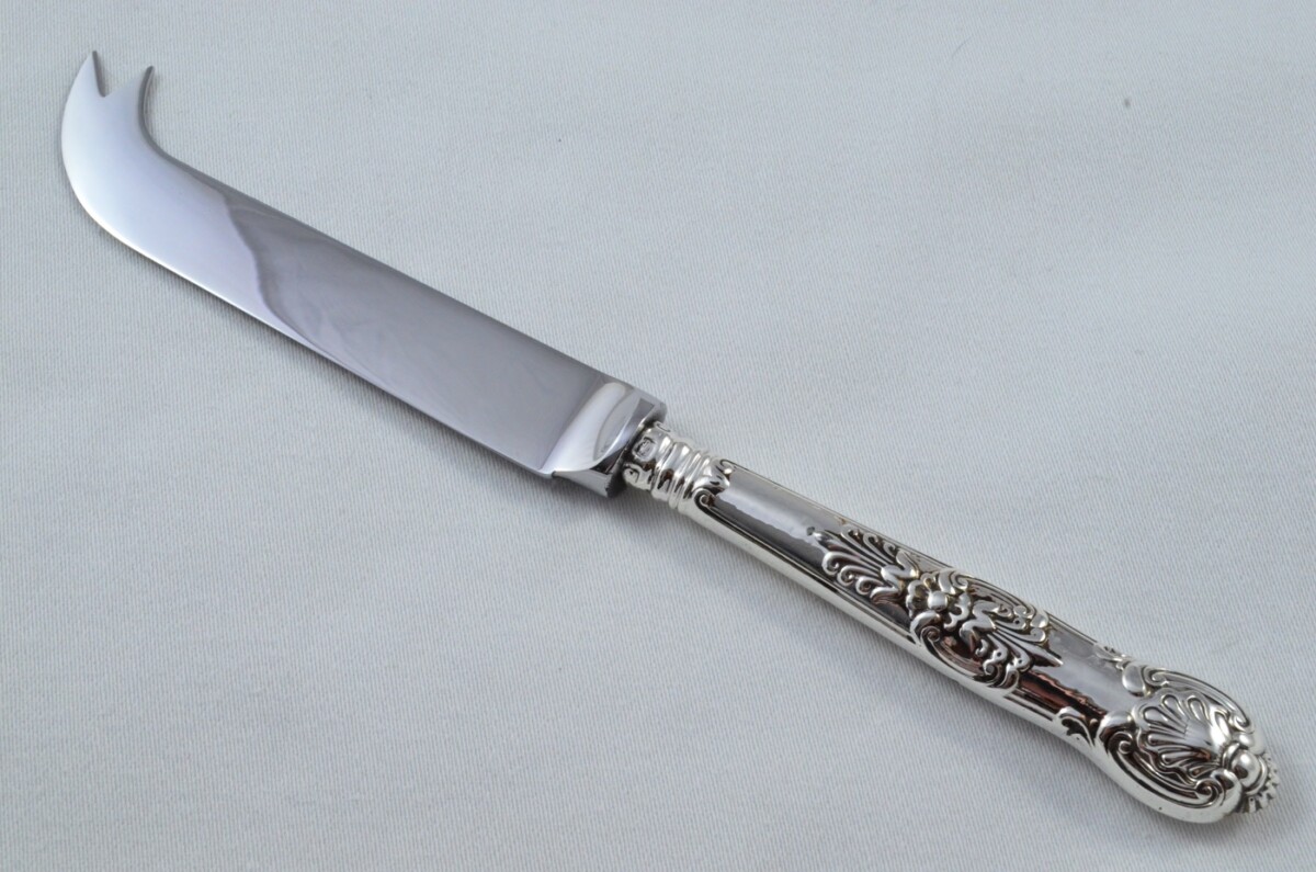 Antique Sheffield Sterling Silver Handled Cheese Knife Queens Pattern 1878 - Image 2