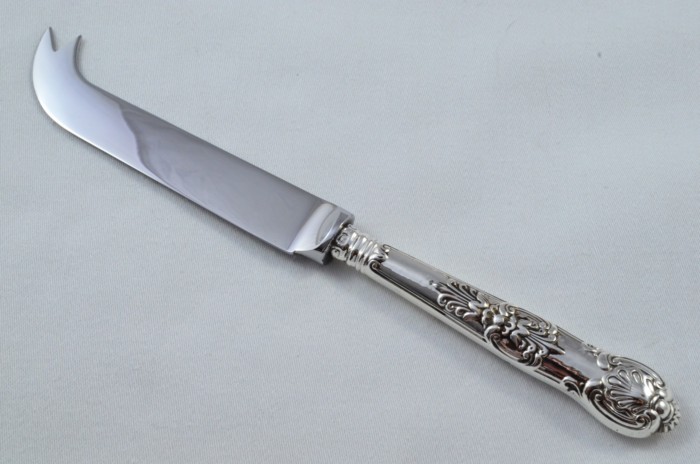 Antique Sheffield Sterling Silver Handled Cheese Knife Queens Pattern 1878 - Image 2