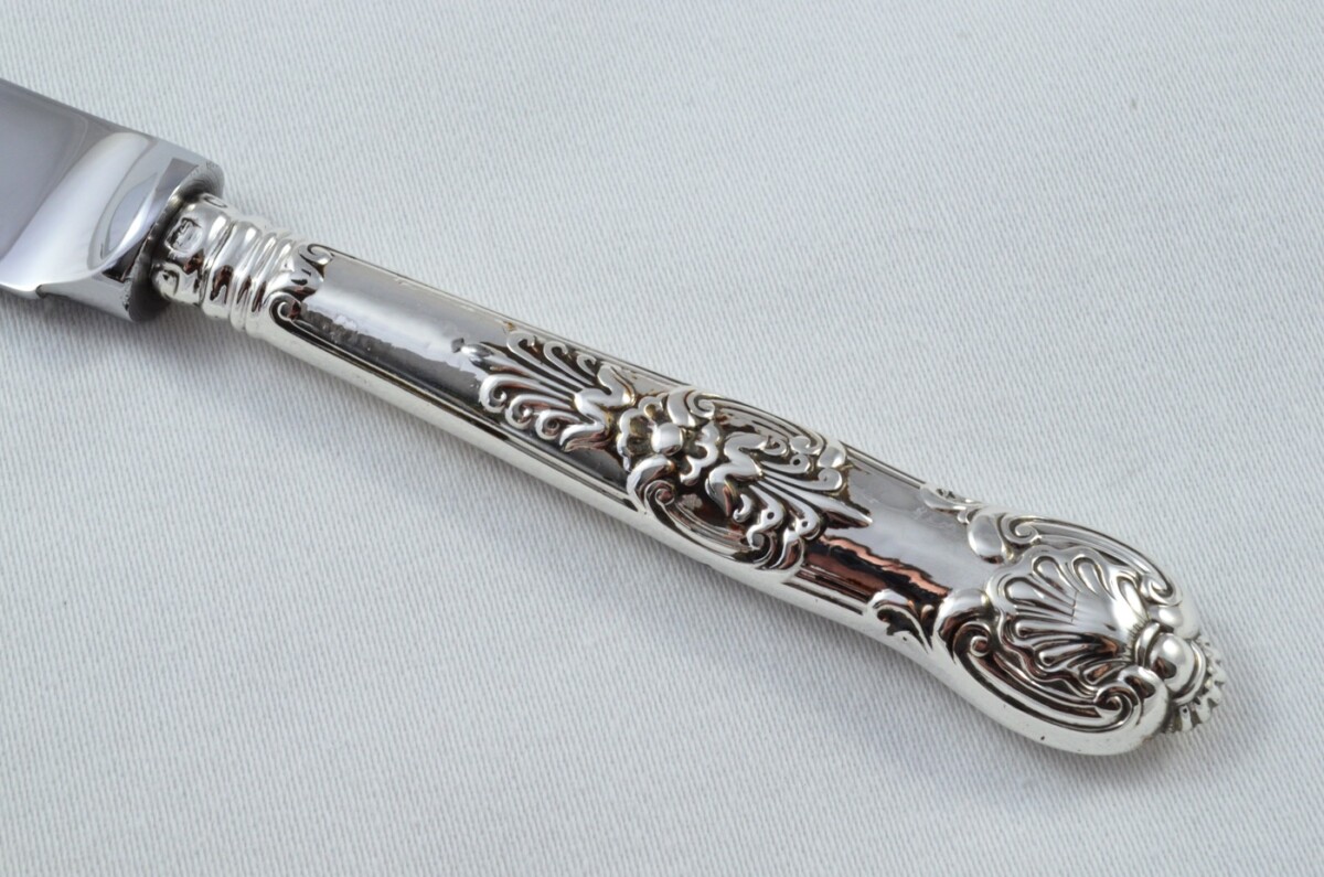 Antique Sheffield Sterling Silver Handled Cheese Knife Queens Pattern 1878 - Image 3