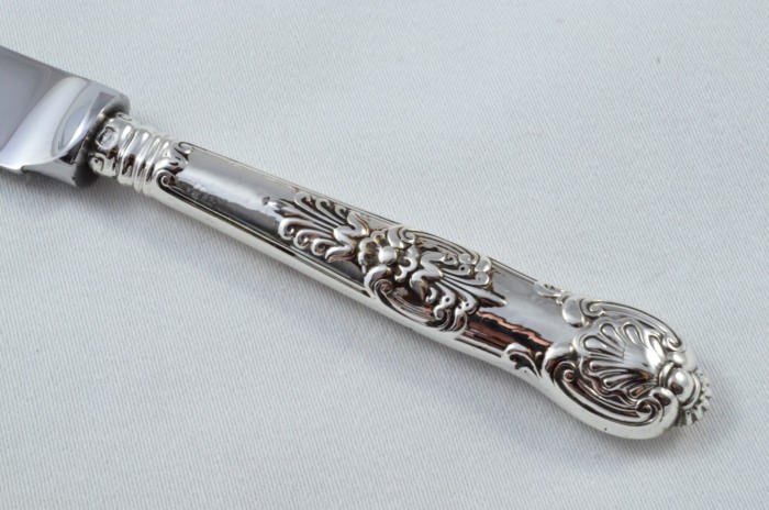 Antique Sheffield Sterling Silver Handled Cheese Knife Queens Pattern 1878 - Image 3