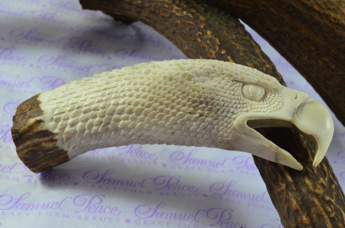 American Eagle Hand Carved Stag Antler Horn Knife Handle Hobbyist Make Your Own Knife! Made in Sheffield England - Image 2