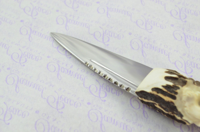 Amazing Bespoke Hand Carved Lion Stag Horn Antler Handle Sgian Dubh Carbon 01 Tool Steel Blade Sheffield England - Image 4