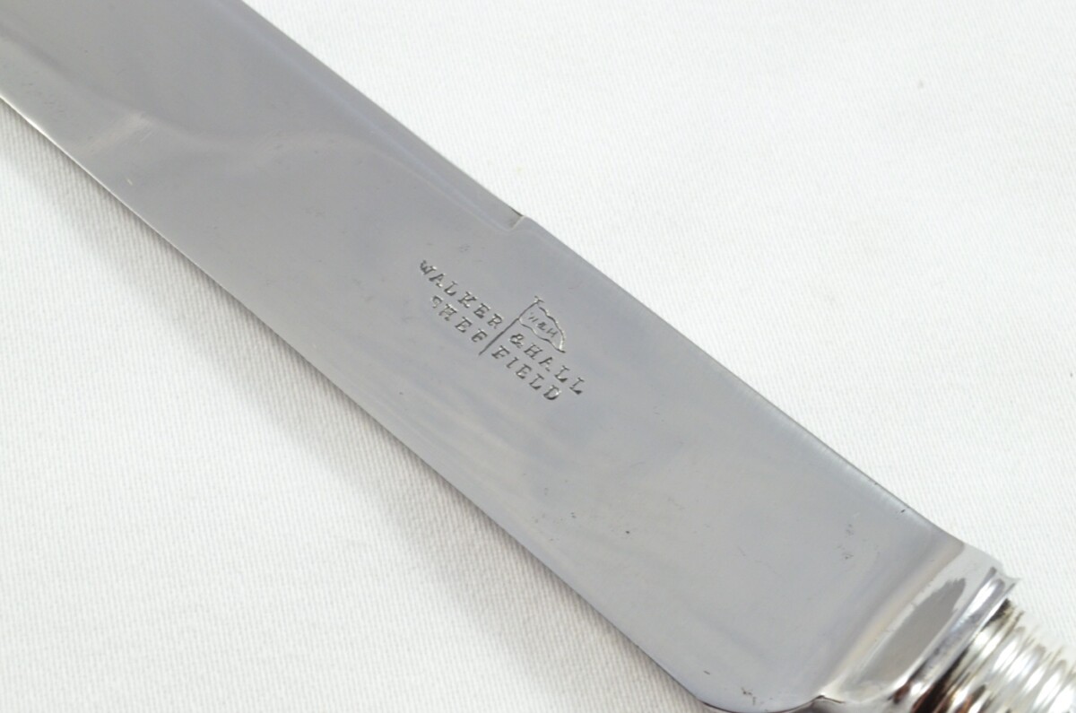 Astonishing Walker & Hall Sheffield 5 Piece Sambar Stag Handled Solid Silver Capped and Ferruled Carving Set 1891 - Image 12