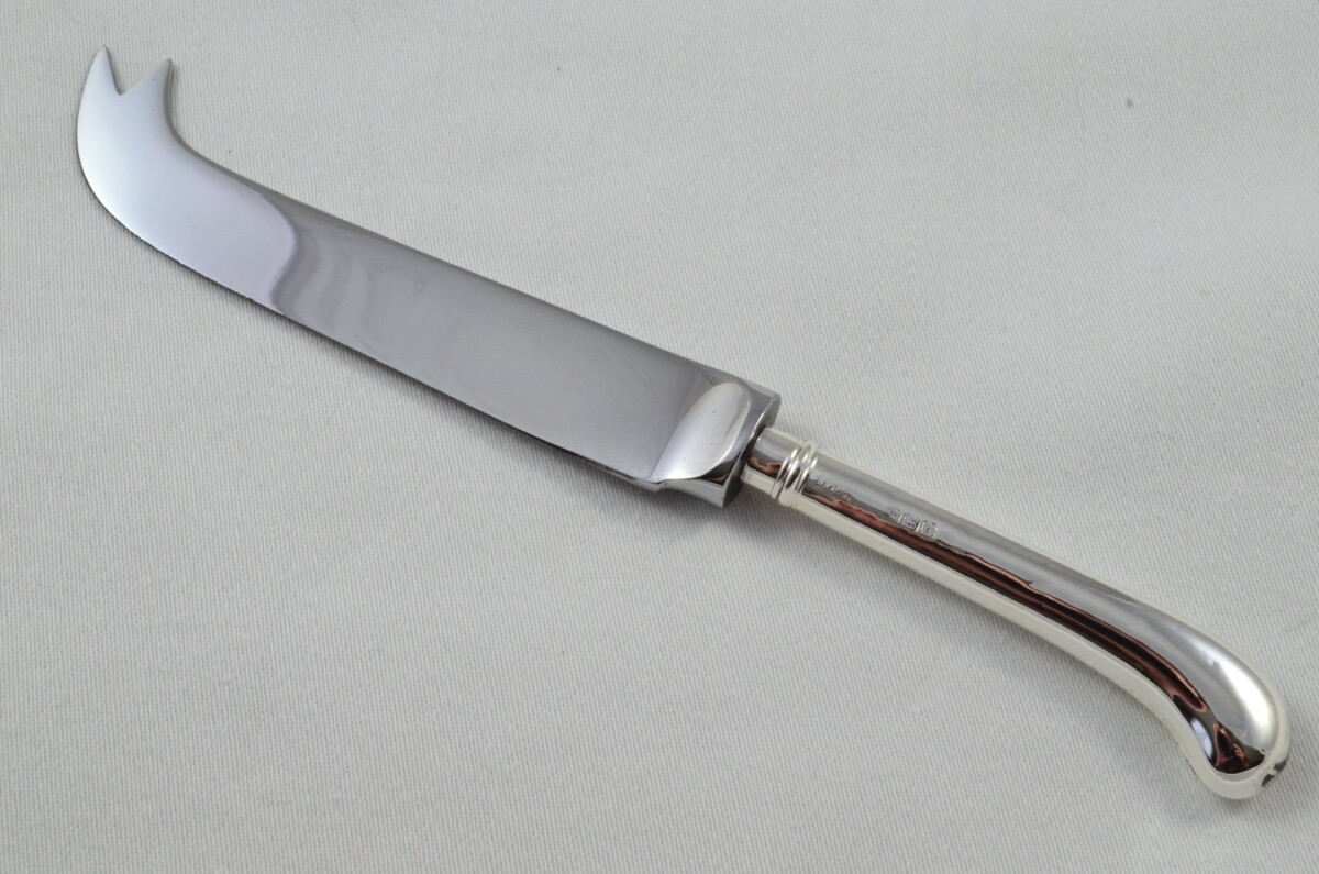 Antique Sheffield Sterling Silver Handled Cheese Knife Plain Pistol Pattern 1919 - Image 2