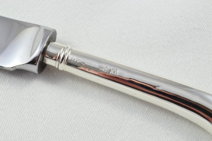 Antique Sheffield Sterling Silver Handled Cheese Knife Plain Pistol Pattern 1919 - Image 4