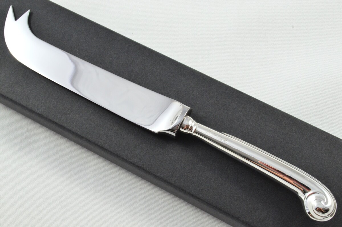 Antique Sheffield Sterling Silver Handled Cheese Knife Scroll Pistol Pattern 1927