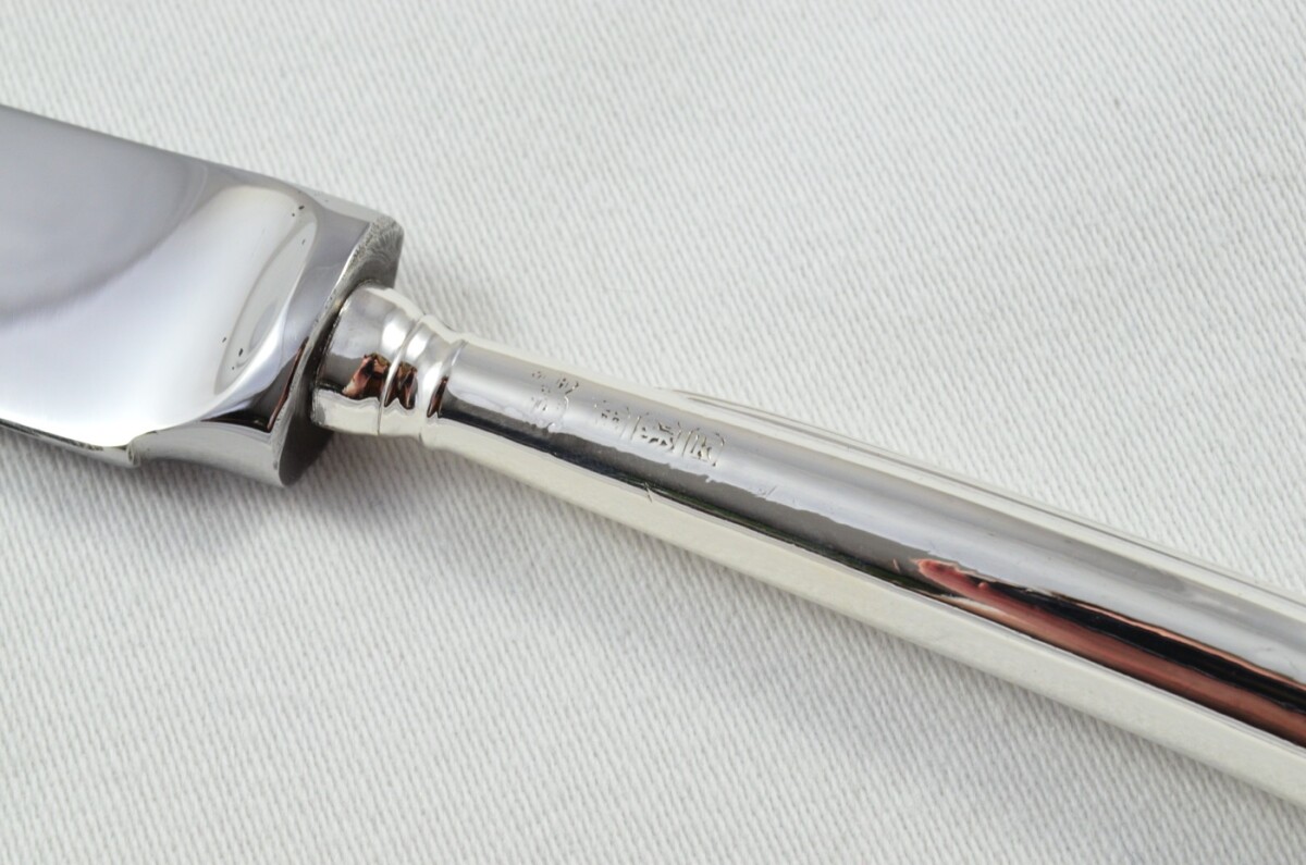 Antique Sheffield Sterling Silver Handled Cheese Knife Scroll Pistol Pattern 1927 - Image 4