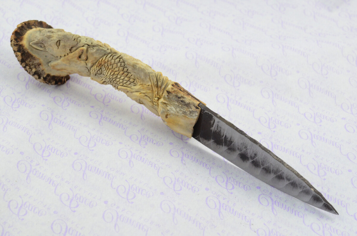 Amazing Bespoke Hand Carved American Indian Stag Horn Antler Handle Sgian Dubh Hand Forged Carbon 01 Tool Steel Blade Sheffield England - Image 4