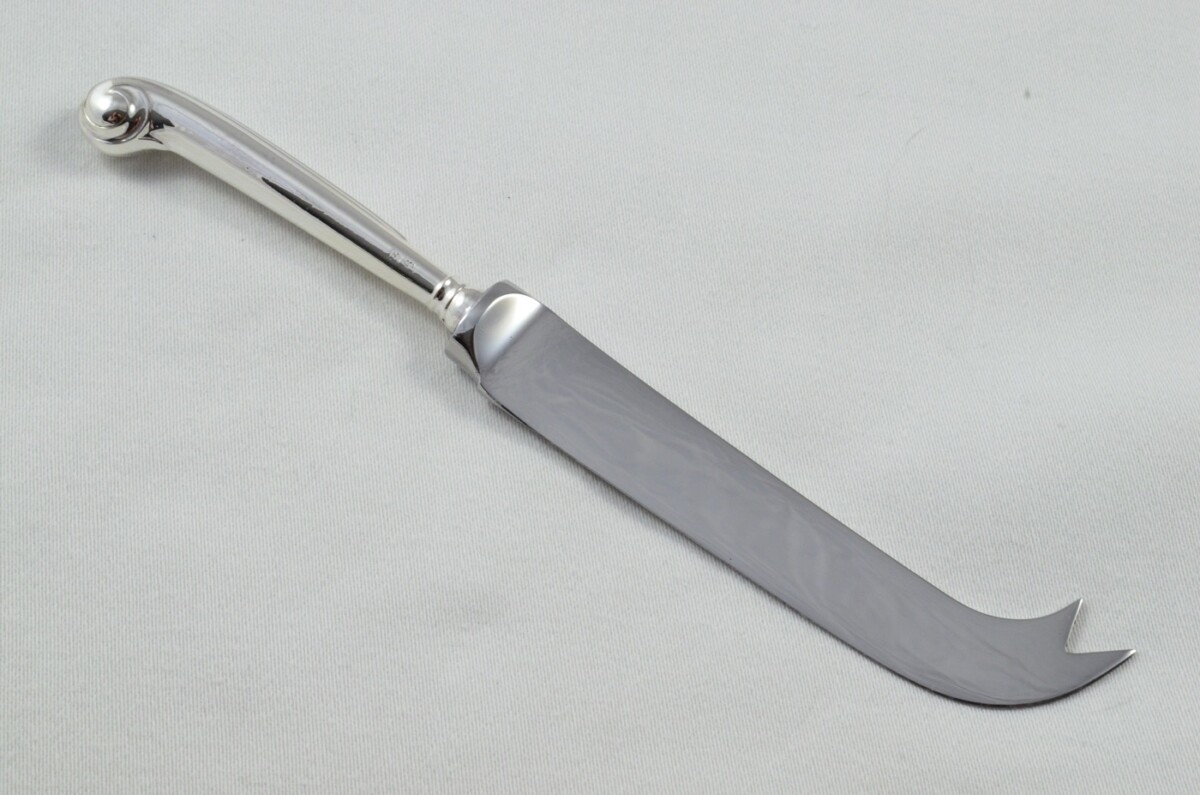 Antique Sheffield Sterling Silver Handled Cheese Knife Scroll Pistol Pattern 1927 - Image 6