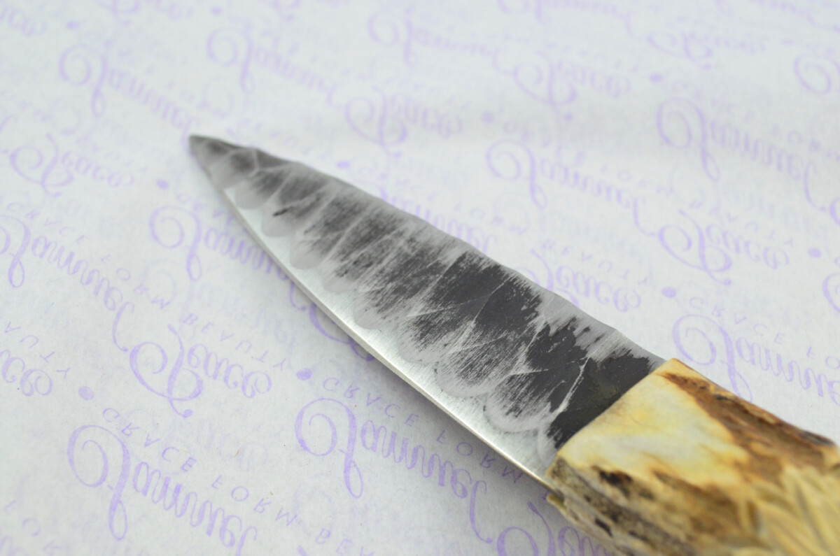 Amazing Bespoke Hand Carved American Indian Stag Horn Antler Handle Sgian Dubh Hand Forged Carbon 01 Tool Steel Blade Sheffield England - Image 5