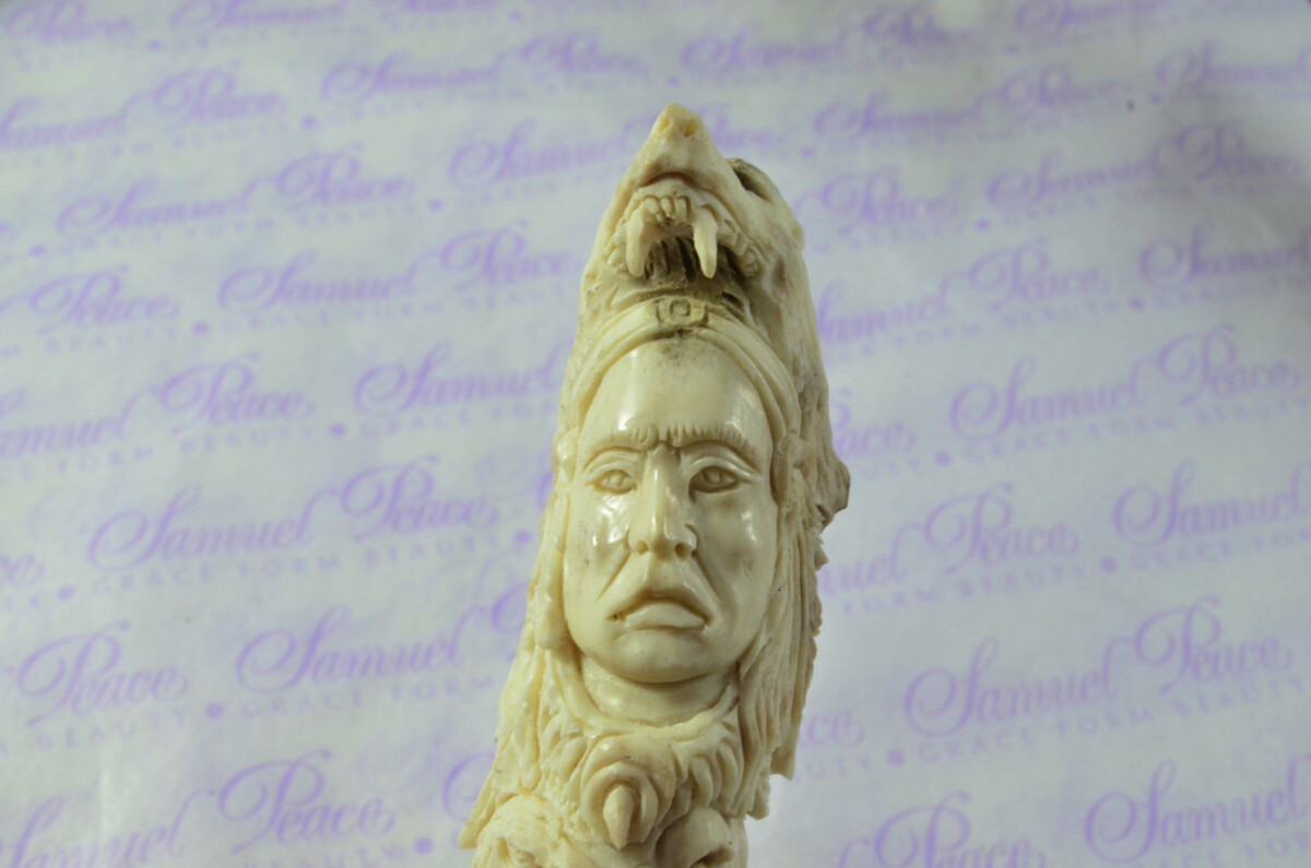 American Indian Hand Carved Walking Stick Cane Top Handle Stag Antler Horn Made Sheffield England - Image 7