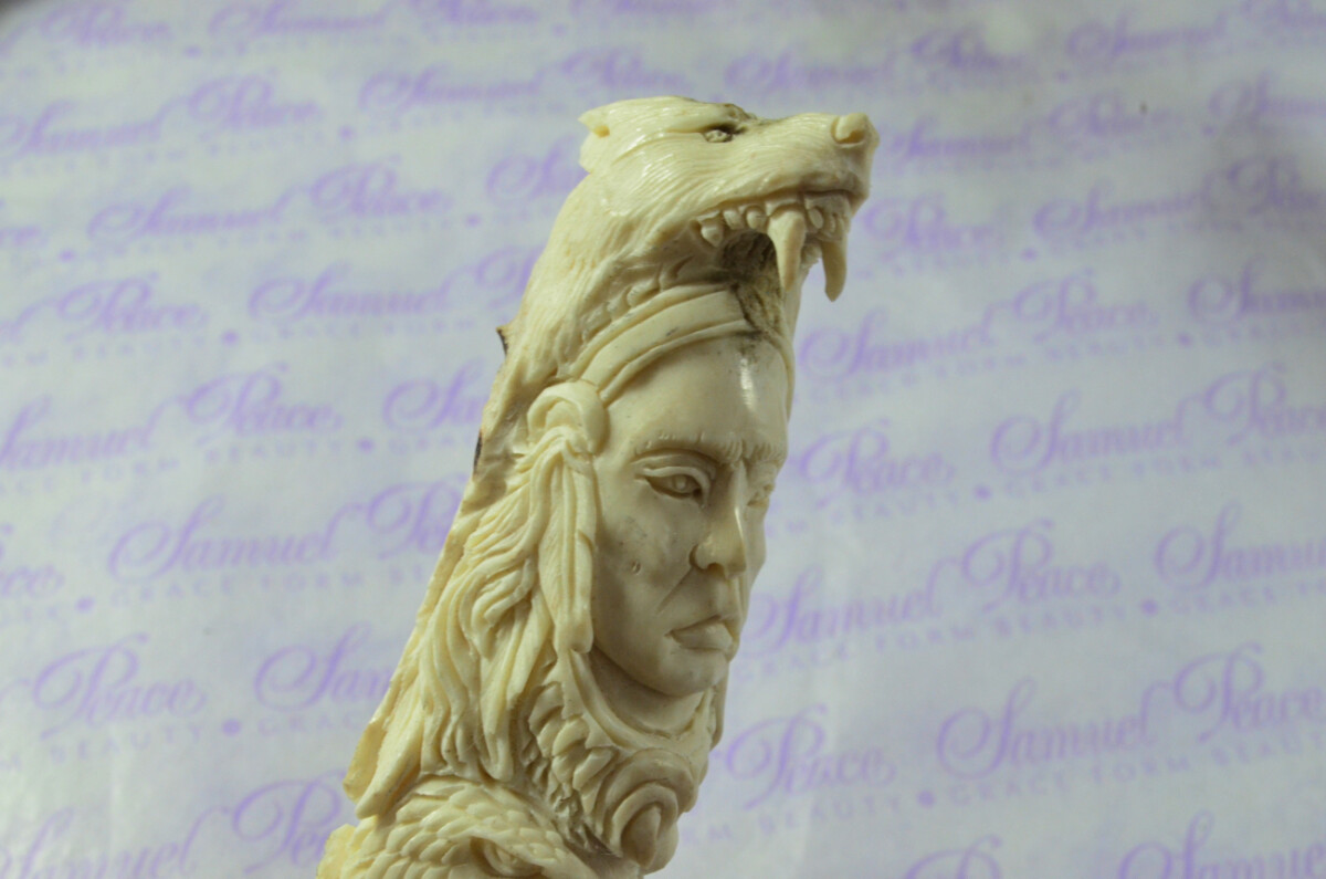 American Indian Hand Carved Walking Stick Cane Top Handle Stag Antler Horn Made Sheffield England - Image 8