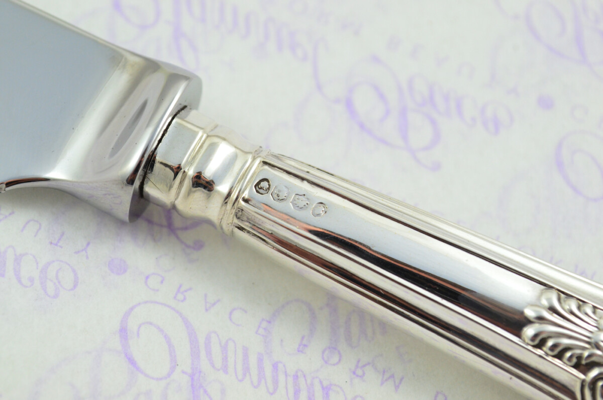 Queens Pattern Sterling Silver Handled Wedding Cake Knife Gift Boxed 1837 - Image 5