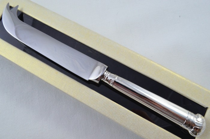 Antique Sheffield Sterling Silver Handled Cheese Knife Victorian Shell Pattern 1912