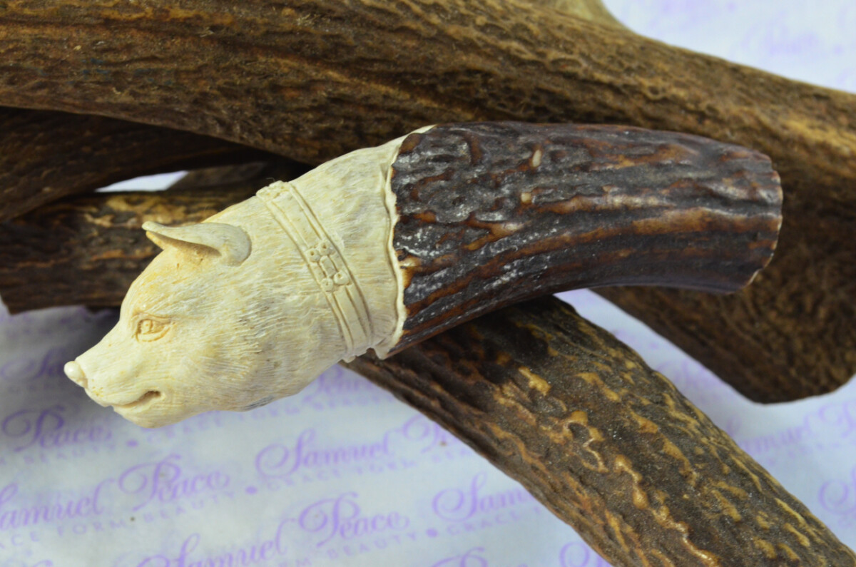Dog Hand Carved Stag Antler Horn Knife Handle Hobbyist Make Your Own Knife! Made in Sheffield England - Image 2