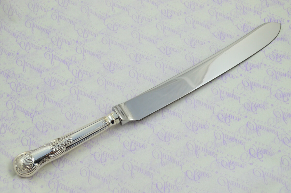 Queens Pattern Sterling Silver Handled Wedding Cake Knife Gift Boxed 1837 - Image 6