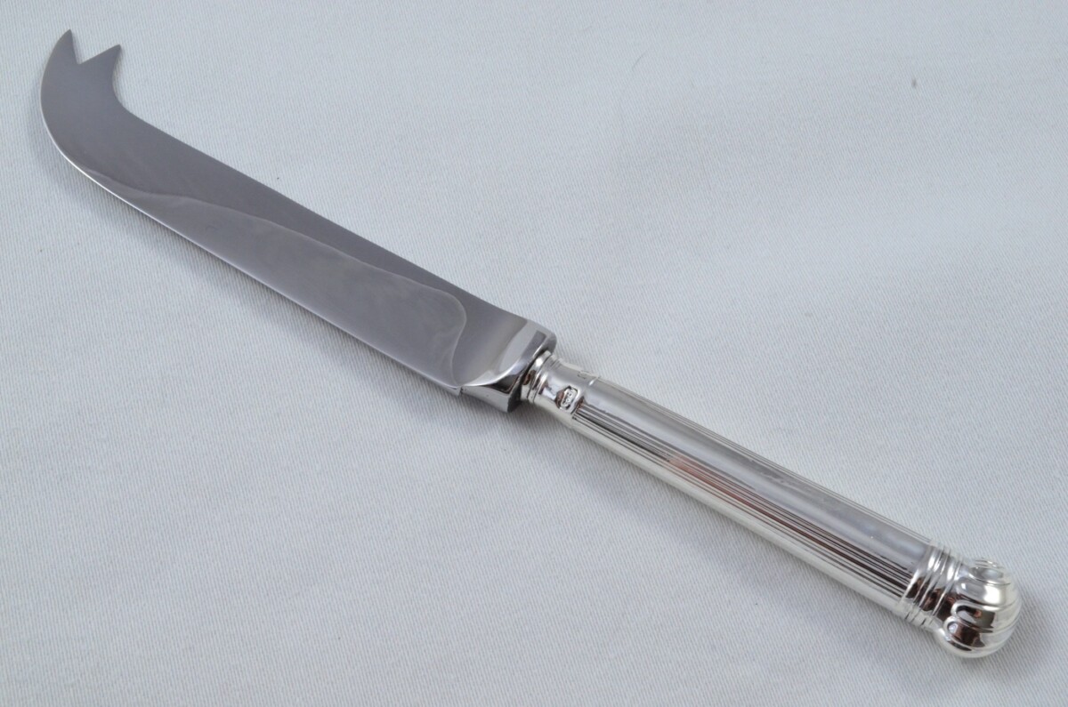 Antique Sheffield Sterling Silver Handled Cheese Knife Victorian Shell Pattern 1912 - Image 2