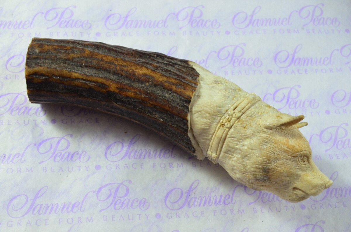 Dog Hand Carved Stag Antler Horn Knife Handle Hobbyist Make Your Own Knife! Made in Sheffield England - Image 4