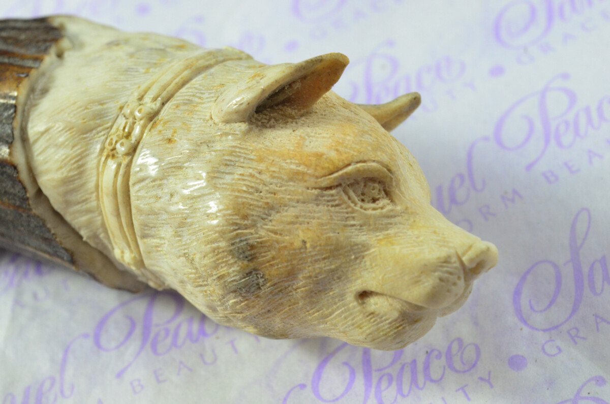 Dog Hand Carved Stag Antler Horn Knife Handle Hobbyist Make Your Own Knife! Made in Sheffield England - Image 6