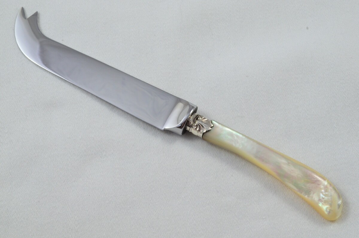Antique Sheffield Mother of Pearl Handled Cheese Knife Pistol Shape 1914 - Image 2