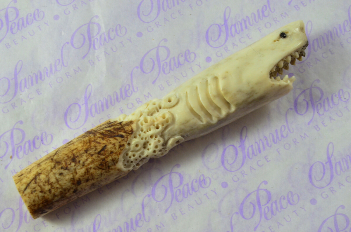 Shark Hand Carved Stag Antler Horn Knife Handle Hobbyist Make Your Own Knife! Made in Sheffield England - Image 6