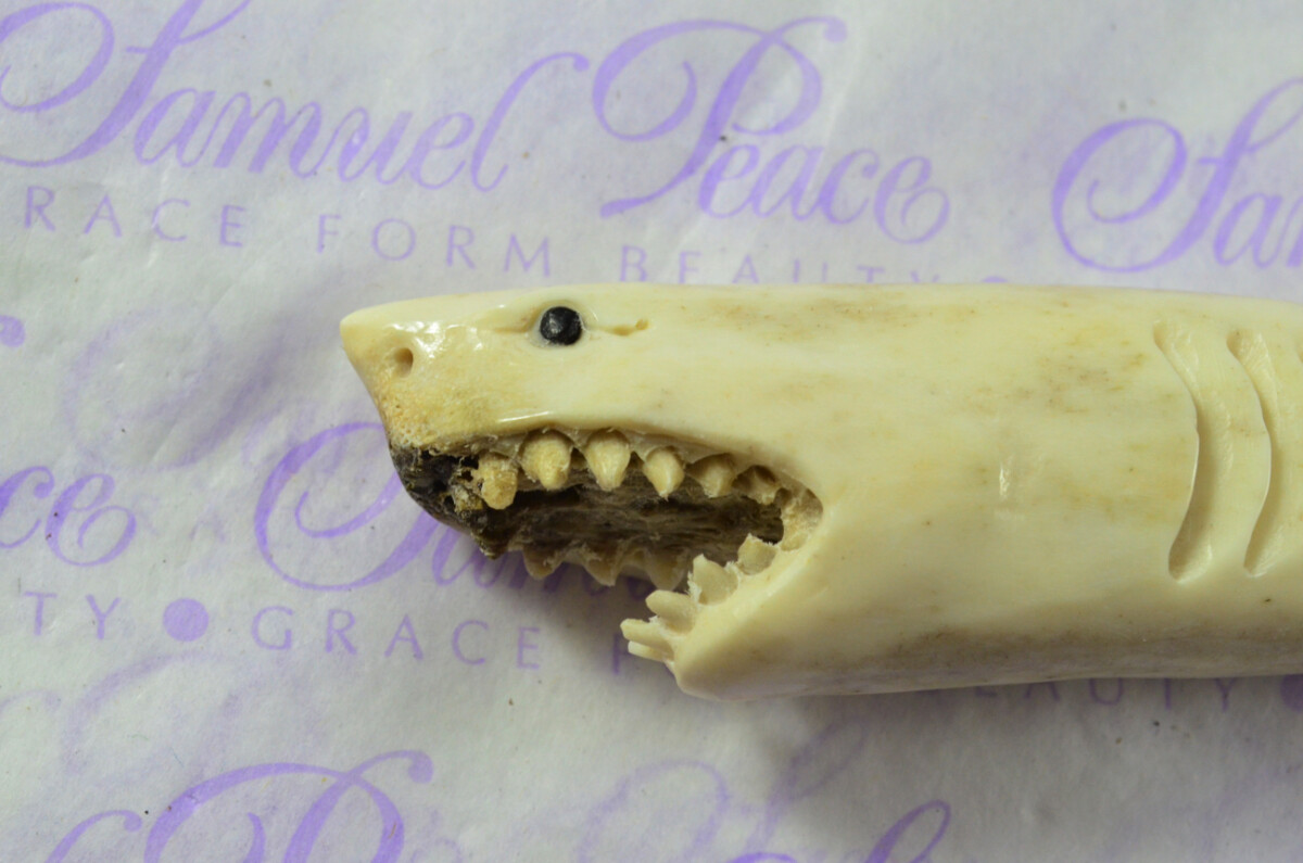 Shark Hand Carved Stag Antler Horn Knife Handle Hobbyist Make Your Own Knife! Made in Sheffield England - Image 2