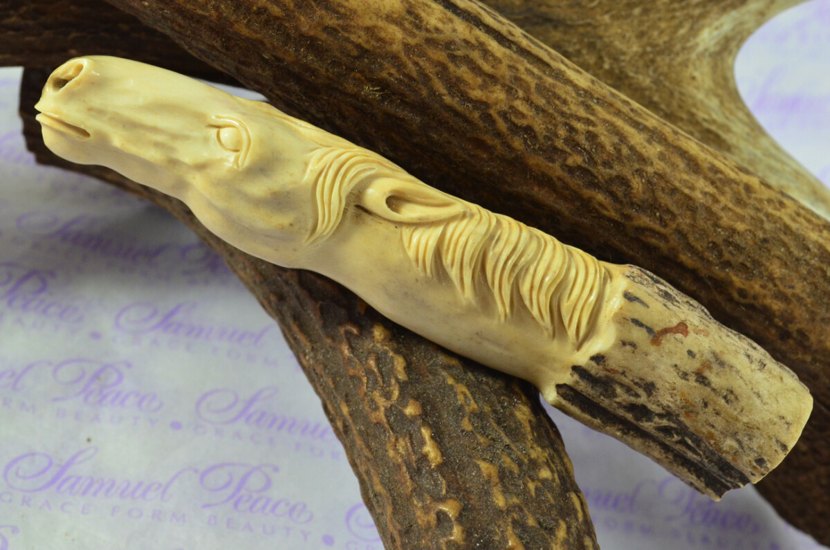 Horses Head Hand Carved Stag Antler Horn Knife Handle Hobbyist Make Your Own Knife! Made in Sheffield England