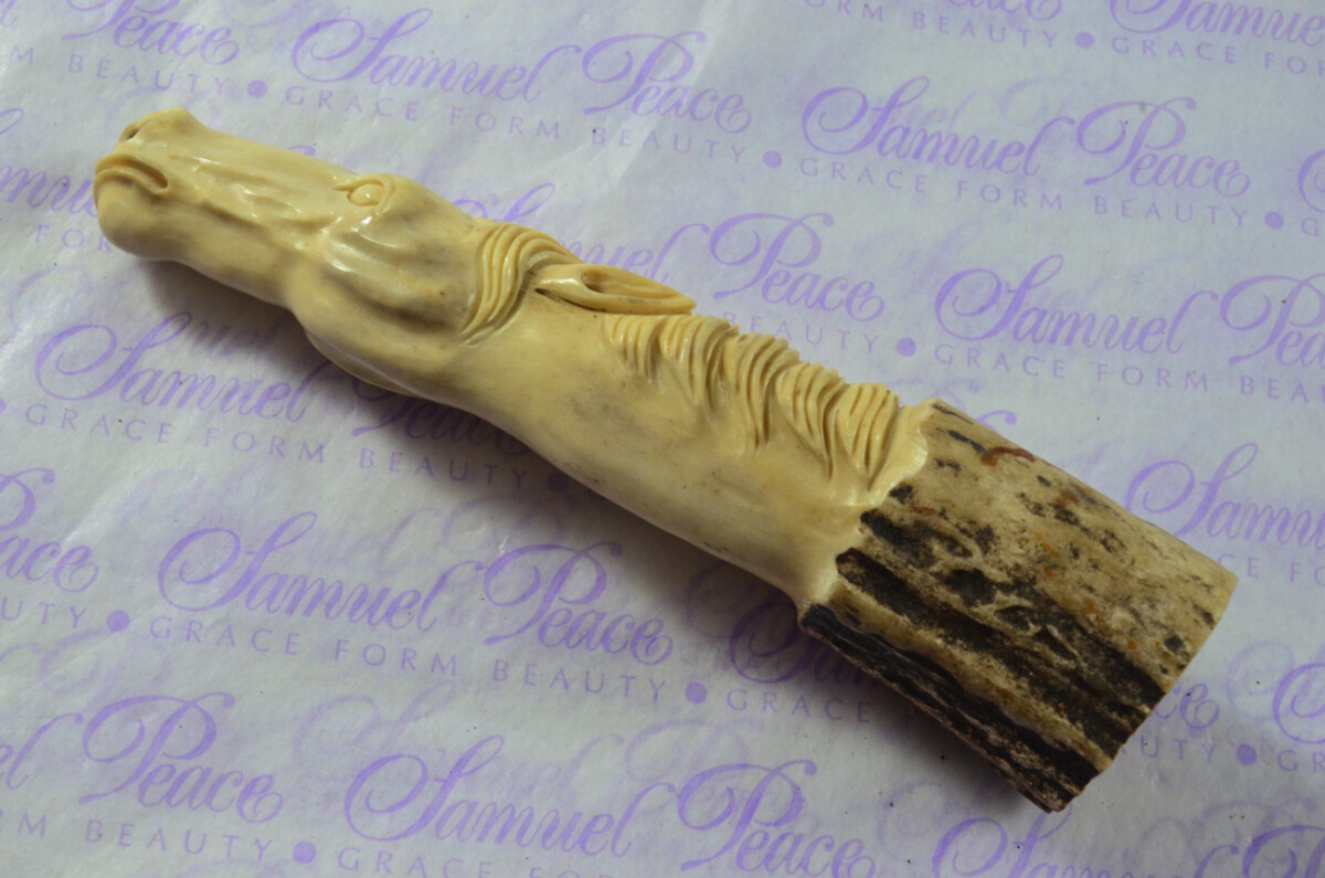 Horses Head Hand Carved Stag Antler Horn Knife Handle Hobbyist Make Your Own Knife! Made in Sheffield England - Image 5