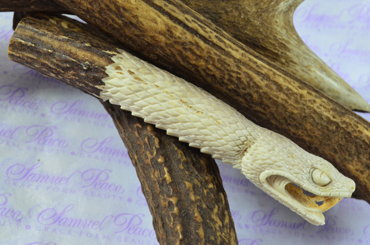Viper Hand Carved Stag Antler Horn Knife Handle Hobbyist Make Your Own Knife! Made in Sheffield England - Image 3