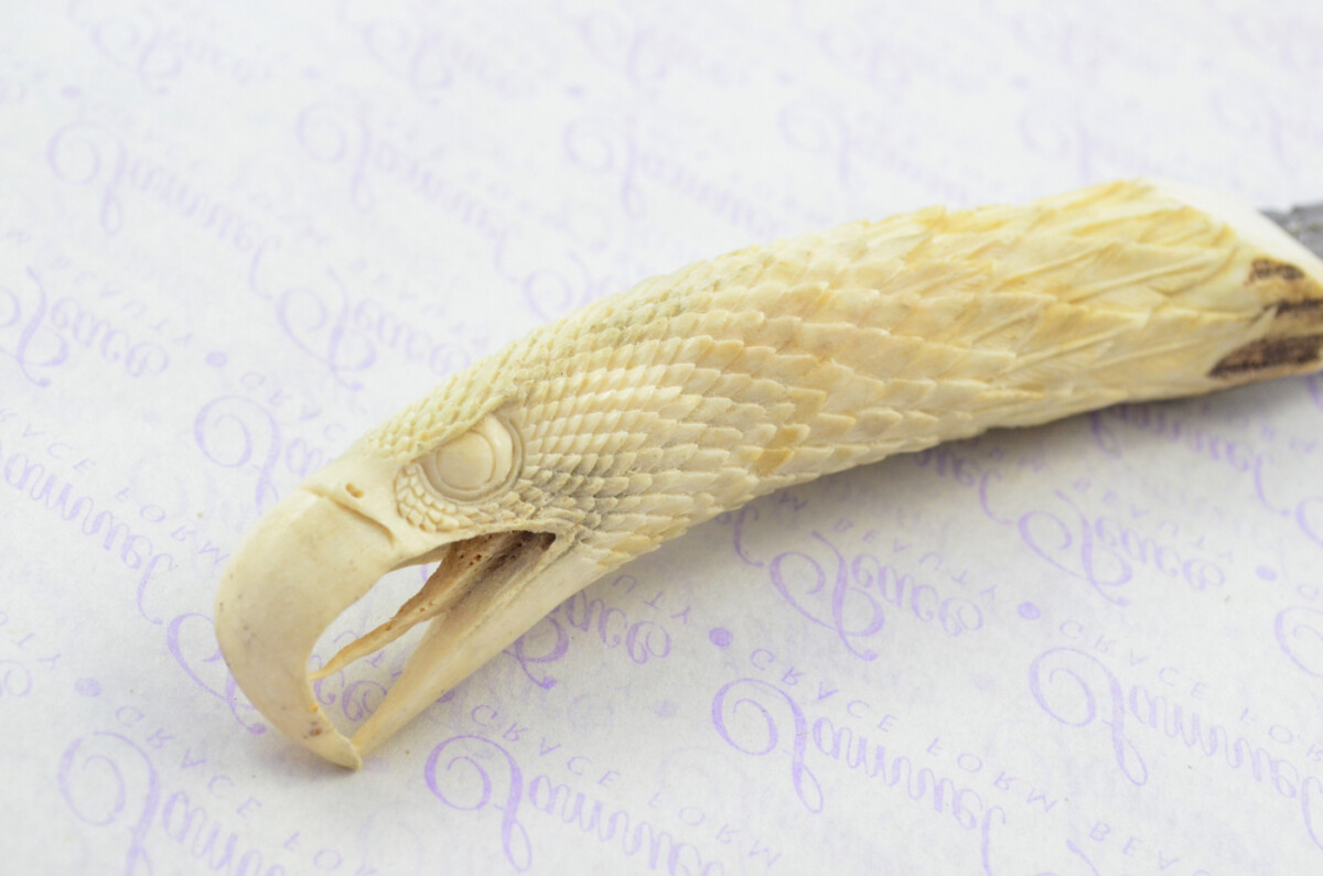 Amazing Bespoke Hand Carved American Eagle Stag Horn Antler Handle Sgian Dubh Damascus Blade Sheffield England - Image 3
