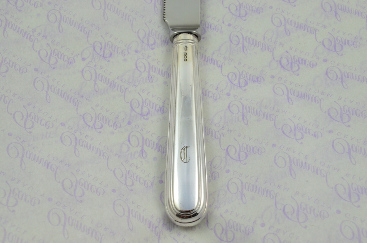 Old English Thread Pattern Sterling Silver Handled Wedding Cake Knife Gift Boxed 1945 - Image 7