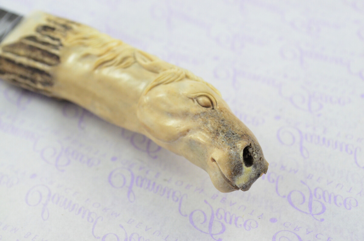 Amazing Bespoke Hand Carved Horse Stag Horn Antler Handle Sgian Dubh Hand Forged Carbon 01 Tool Steel Blade Sheffield England - Image 6