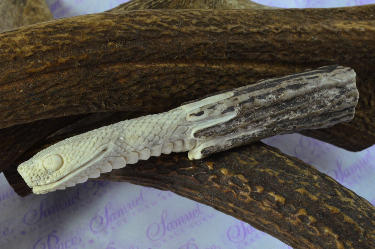 Python Hand Carved Stag Antler Horn Knife Handle Hobbyist Make Your Own Knife! Made in Sheffield England