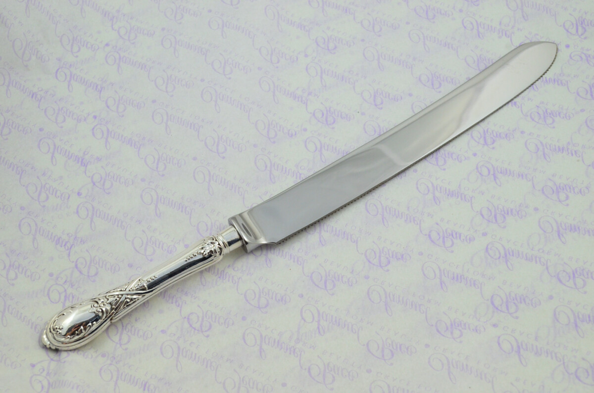 Grovebury Pattern Sterling Silver Handled Wedding Cake Knife Gift Boxed 1874 - Image 4