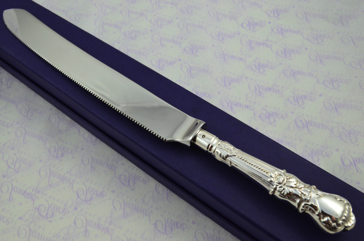 Ambassador Pattern Sterling Silver Handled Wedding Cake Knife Gift Boxed 1802