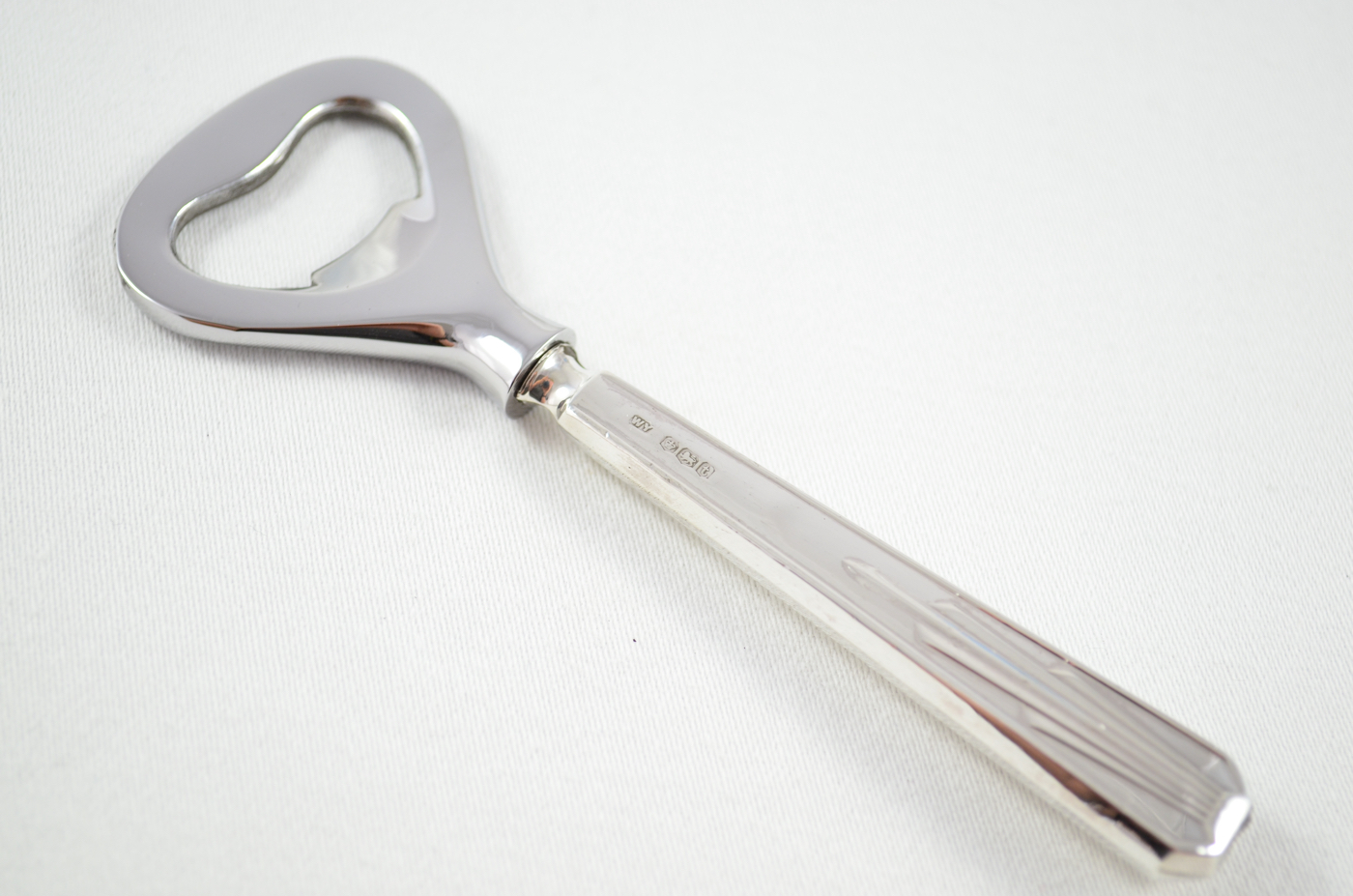 Boxed John Biggin Decco Pattern Sterling Silver Bottle Opener Sheffield 1918 - Image 2