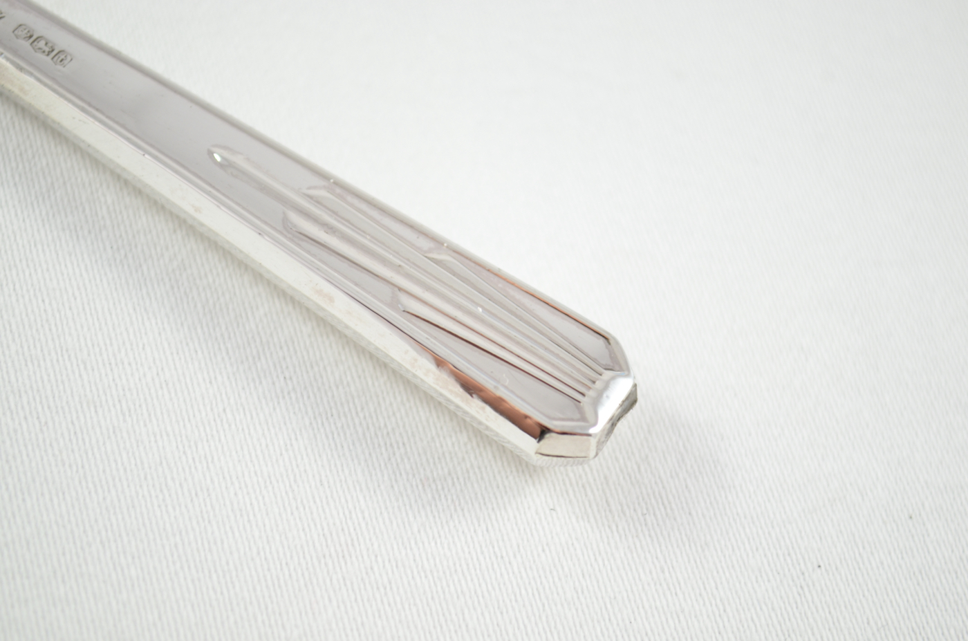 Boxed John Biggin Decco Pattern Sterling Silver Bottle Opener Sheffield 1918 - Image 3