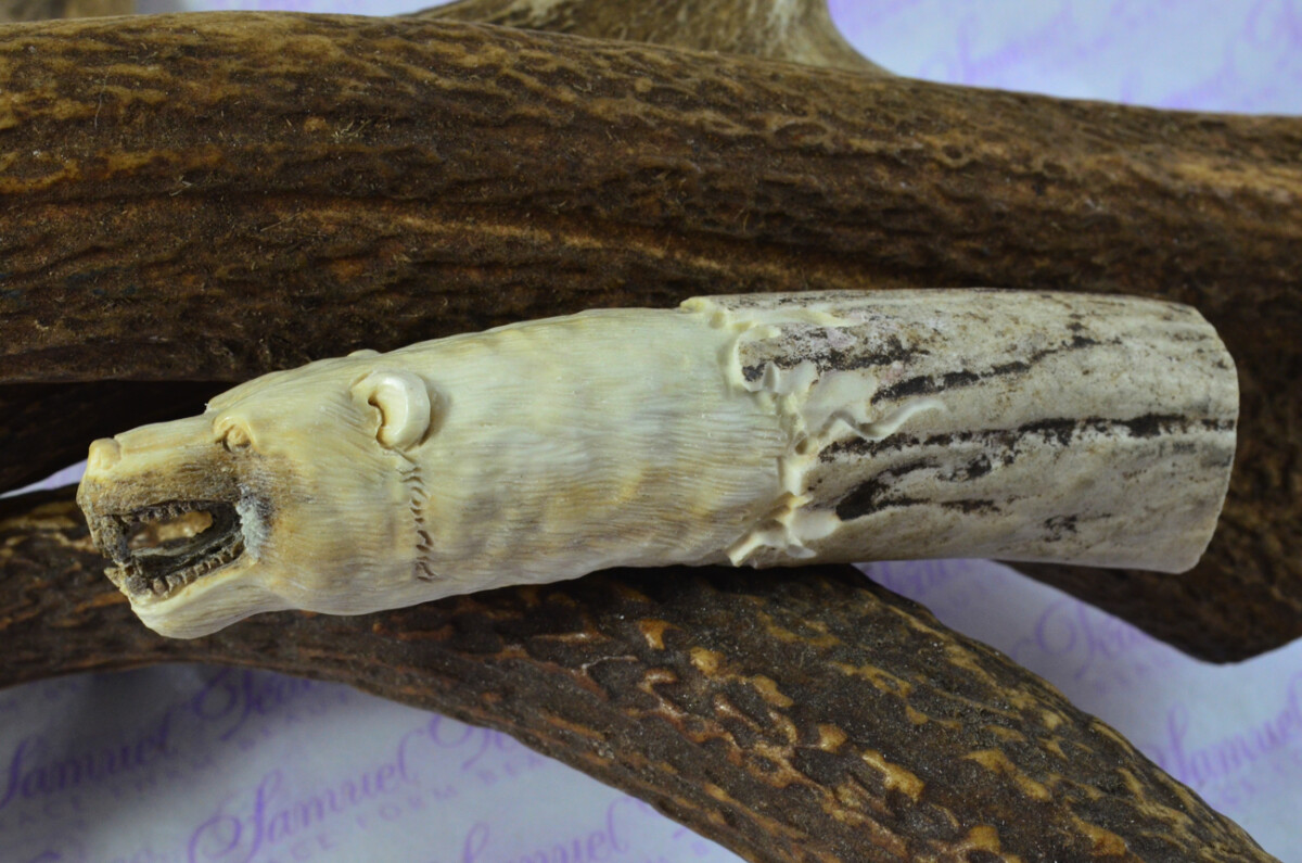 Black Bear Hand Carved Stag Antler Horn Knife Handle Hobbyist Make Your Own Knife! Made in Sheffield England
