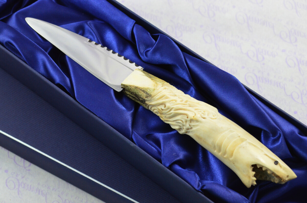 Amazing Bespoke Hand Carved Shark Stag Horn Antler Handle Sgian Dubh Carbon 01 Tool Steel Blade Sheffield England