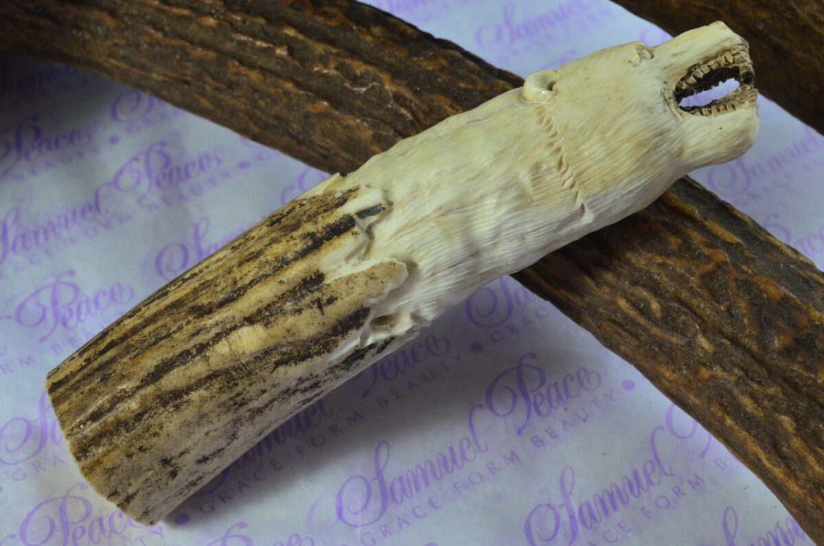 Black Bear Hand Carved Stag Antler Horn Knife Handle Hobbyist Make Your Own Knife! Made in Sheffield England - Image 3