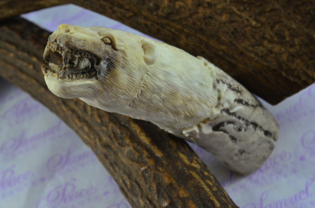 Black Bear Hand Carved Stag Antler Horn Knife Handle Hobbyist Make Your Own Knife! Made in Sheffield England - Image 2