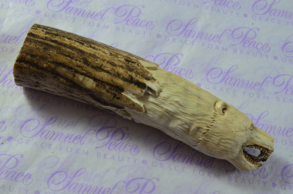 Black Bear Hand Carved Stag Antler Horn Knife Handle Hobbyist Make Your Own Knife! Made in Sheffield England - Image 5