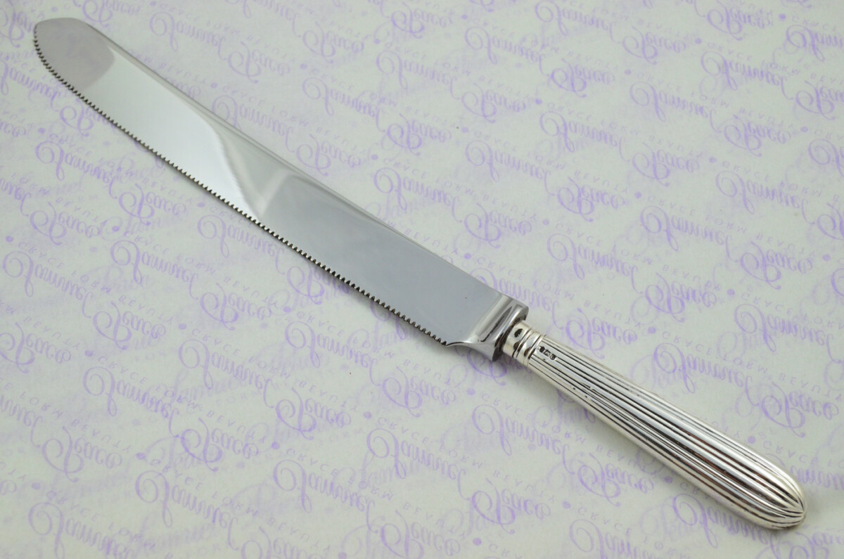Panel Reed Pattern Sterling Silver Handled Wedding Cake Knife Gift Boxed 1802 - Image 2