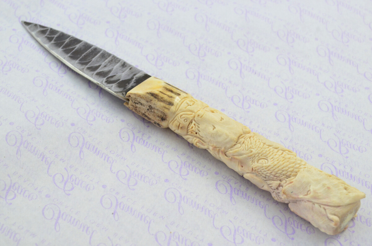 Amazing Bespoke Hand Carved American Indian Stag Horn Antler Handle Sgian Dubh Hand Forged Carbon 01 Tool Steel Blade Sheffield England - Image 3