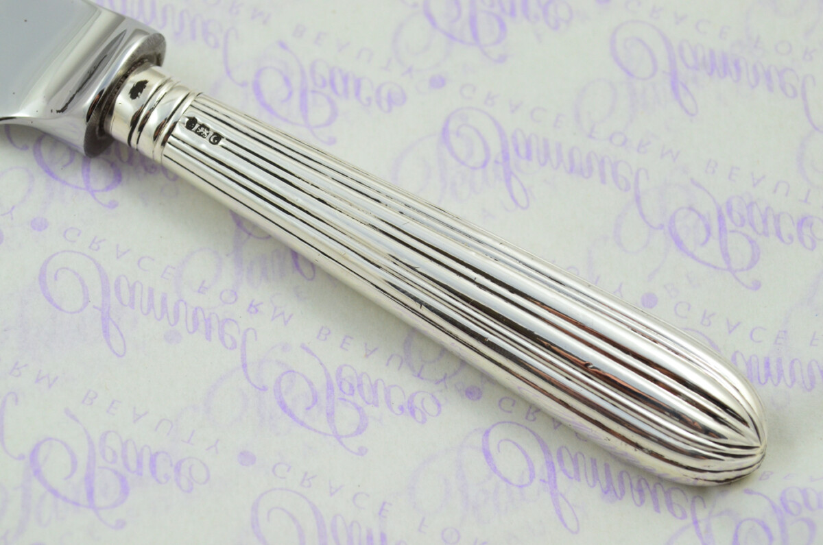 Panel Reed Pattern Sterling Silver Handled Wedding Cake Knife Gift Boxed 1802 - Image 3