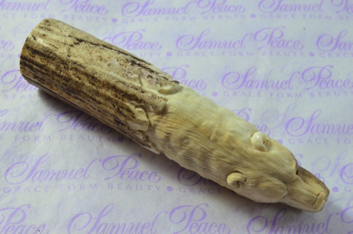 Black Bear Hand Carved Stag Antler Horn Knife Handle Hobbyist Make Your Own Knife! Made in Sheffield England - Image 6