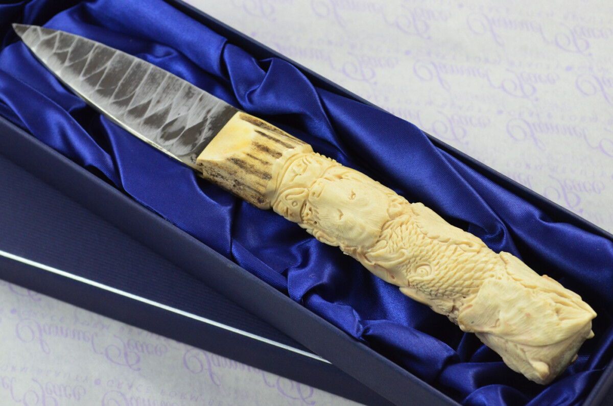 Amazing Bespoke Hand Carved American Indian Stag Horn Antler Handle Sgian Dubh Hand Forged Carbon 01 Tool Steel Blade Sheffield England