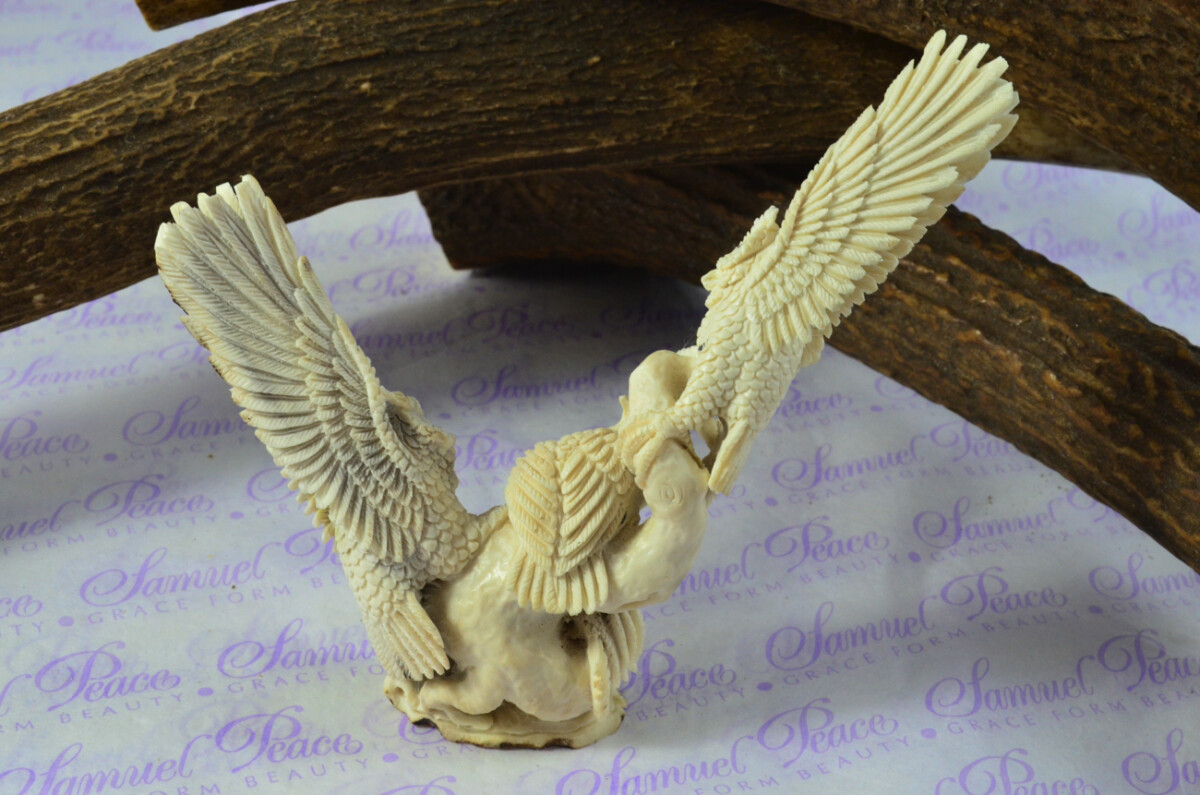 Remarkable Parliament of Owls Hand Carved Walking Stick Cane Top Handle Stag Antler Horn Made Sheffield England - Image 2